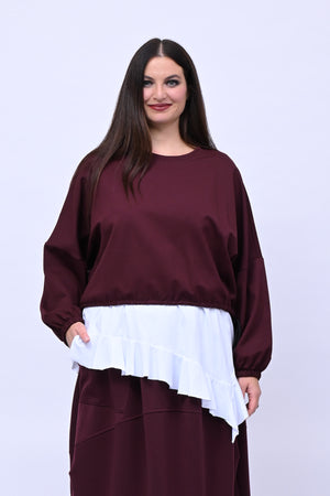 Maglia doppiata laccio balza - Vino