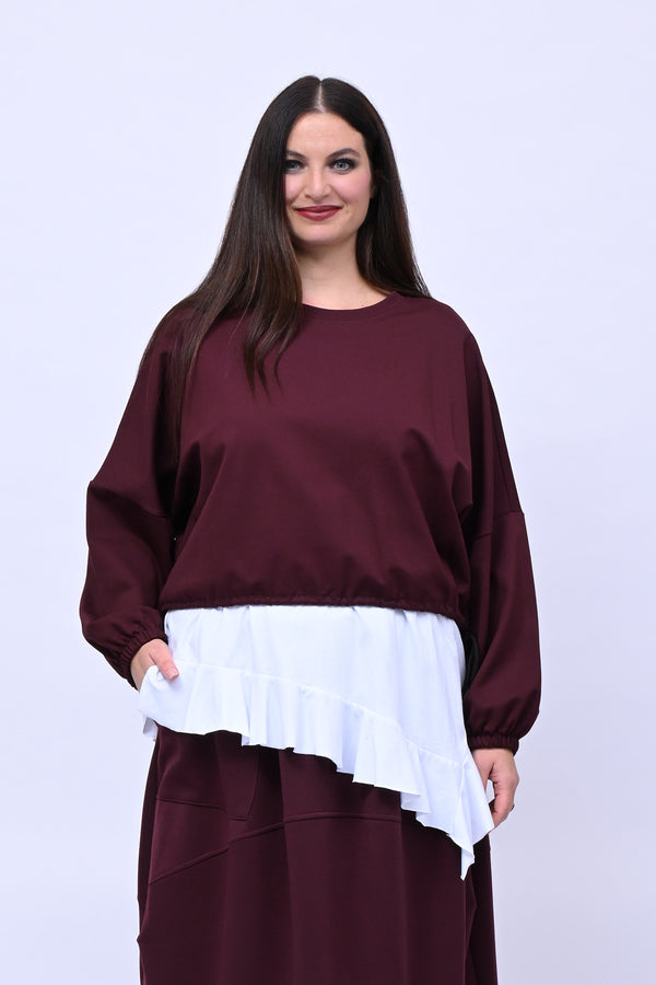 Maglia doppiata laccio balza - Vino