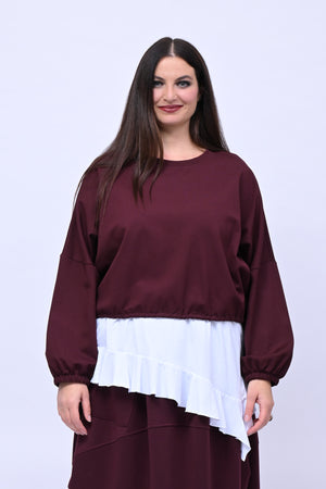 Maglia doppiata laccio balza - Vino