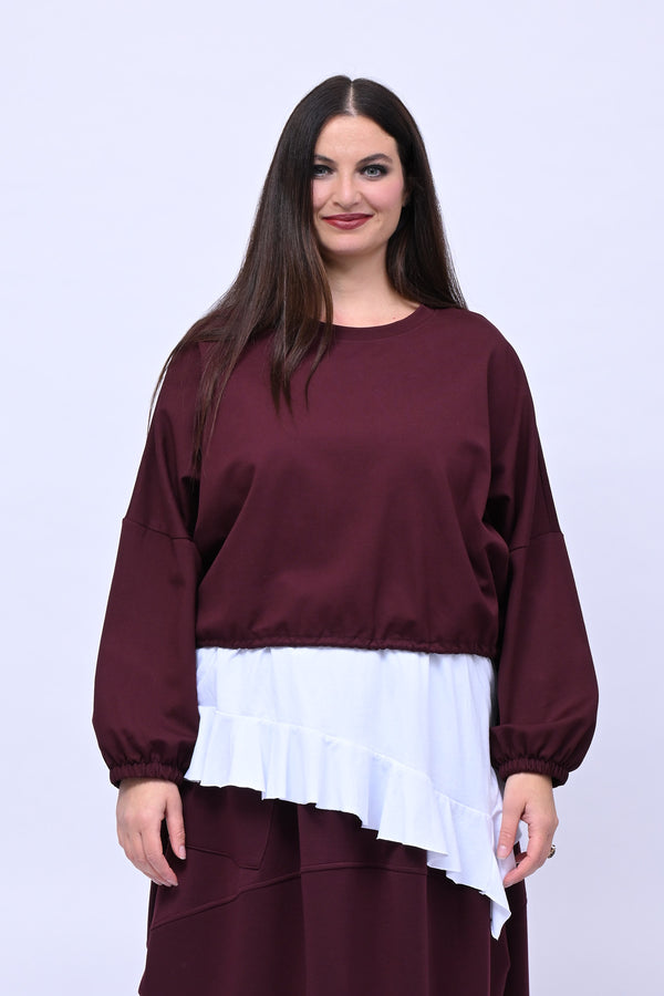 Maglia doppiata laccio balza - Vino