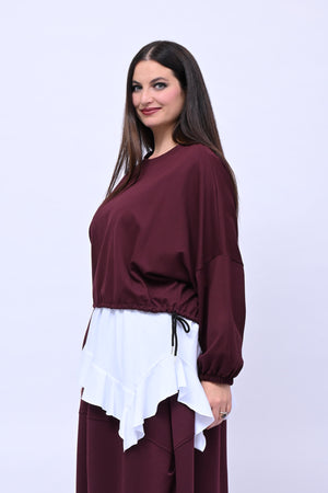 Maglia doppiata laccio balza - Vino