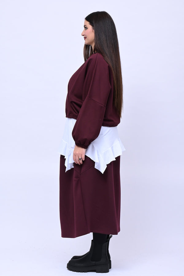 Maglia doppiata laccio balza - Vino