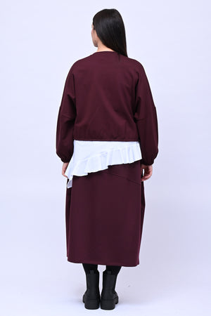 Maglia doppiata laccio balza - Vino