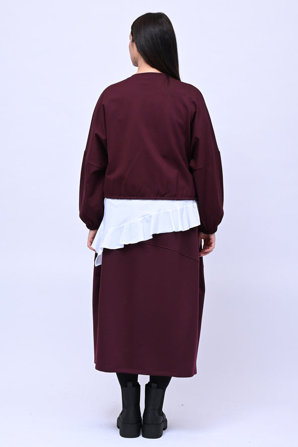 Maglia doppiata laccio balza - Vino