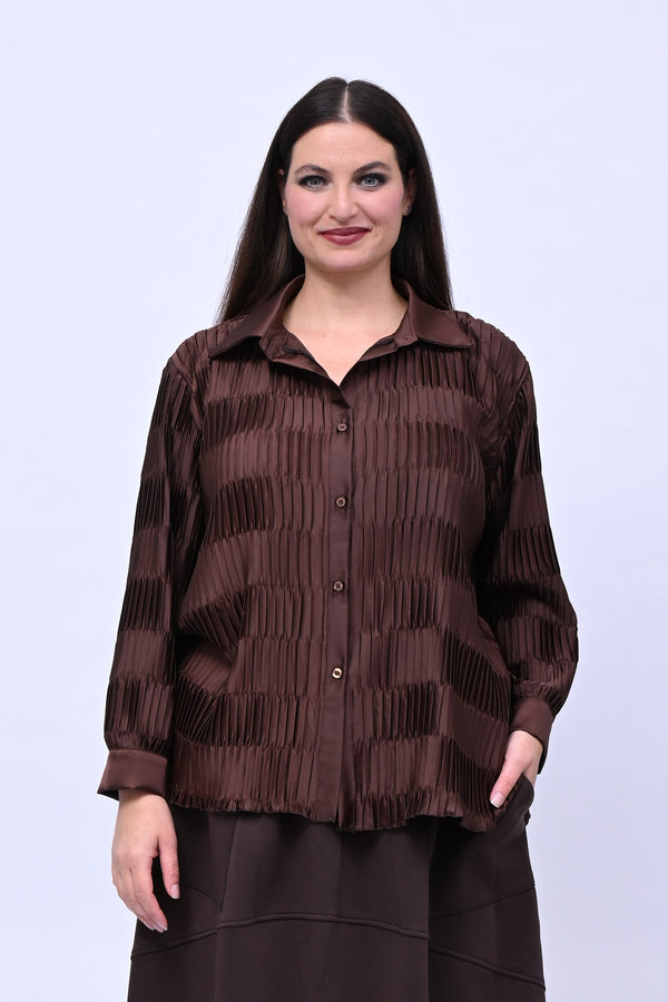 Camicia plissè coda - Moro