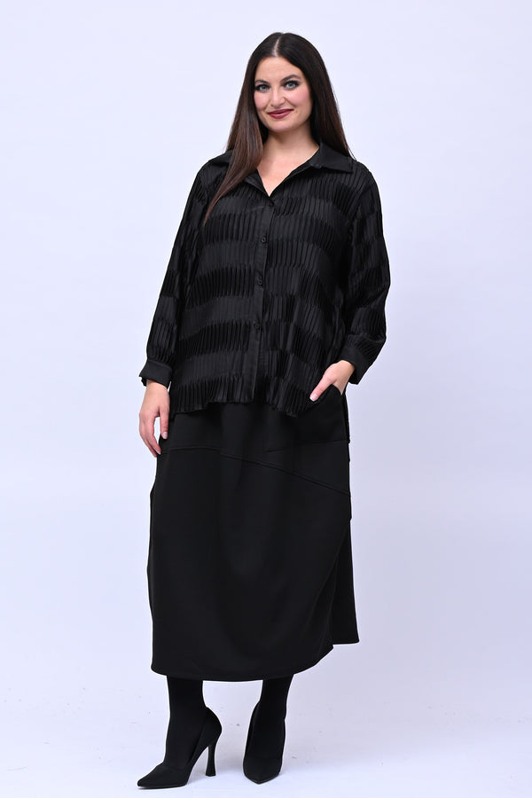 Camicia plissè coda - Nero