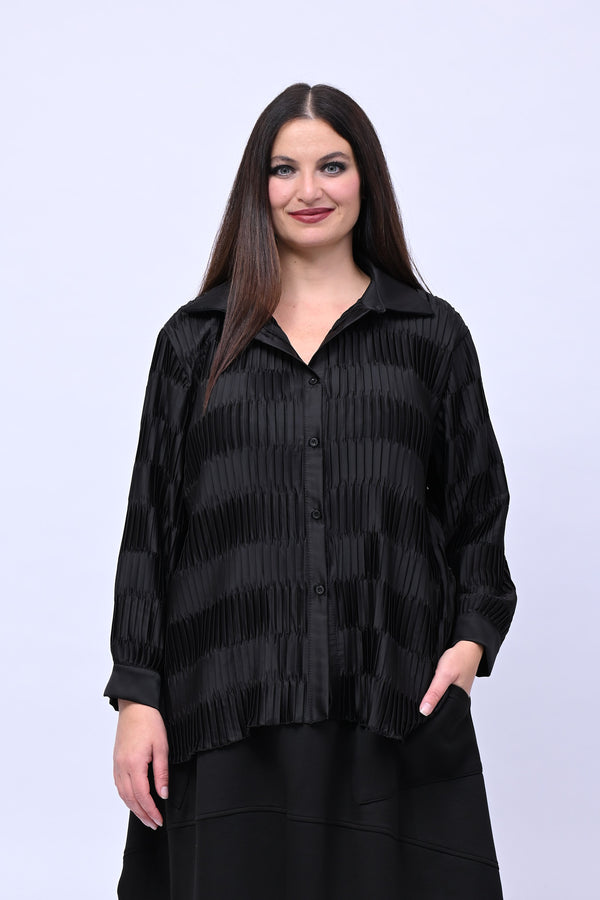 Camicia plissè coda - Nero