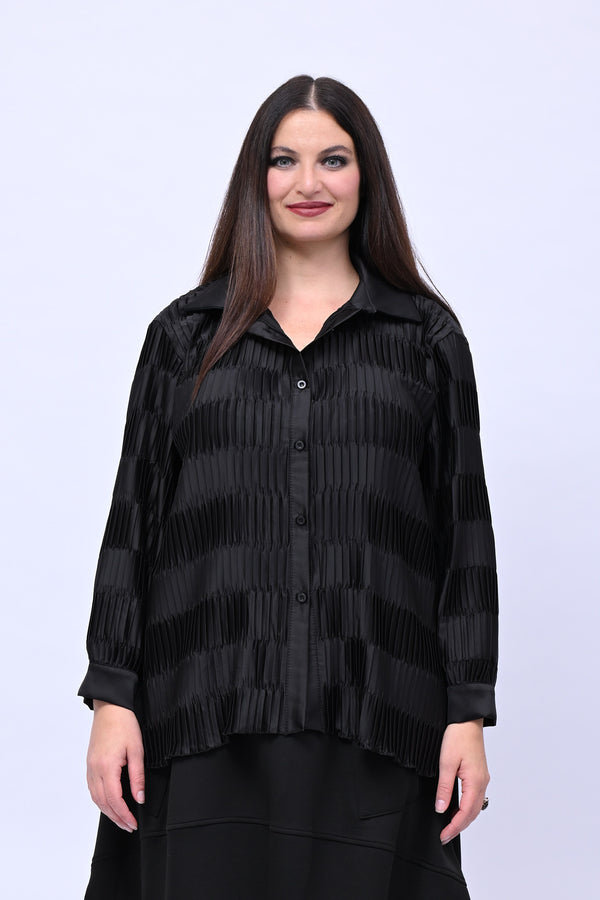 Camicia plissè coda - Nero