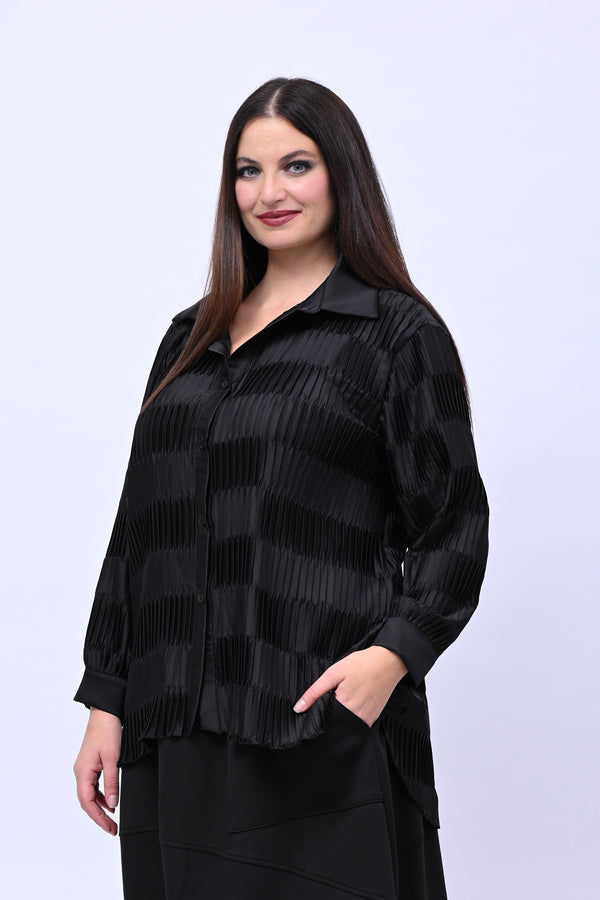 Camicia plissè coda - Nero