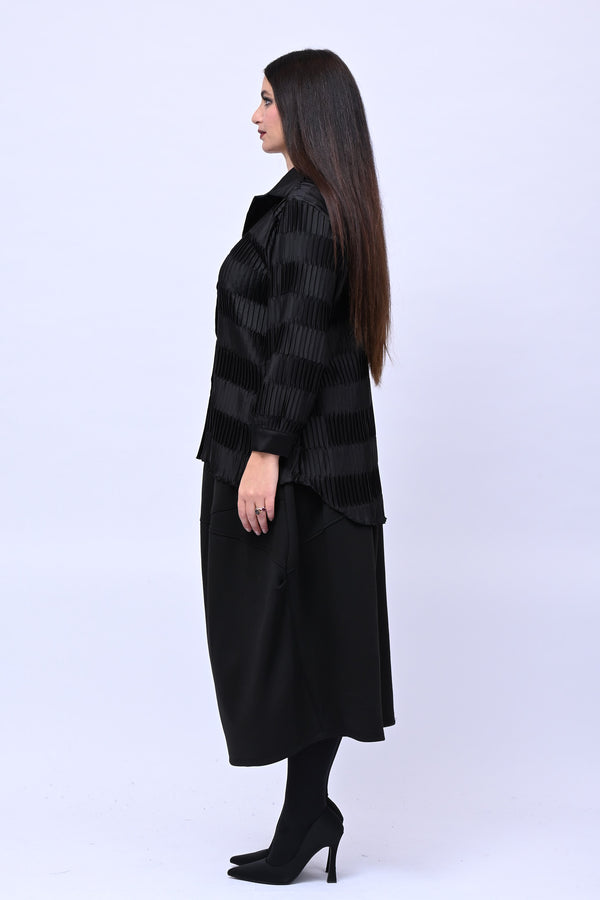 Camicia plissè coda - Nero
