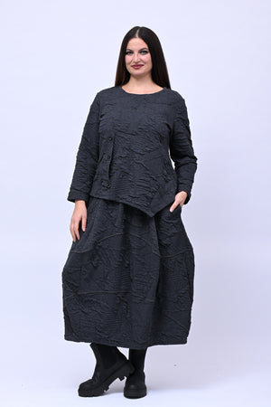 Maglia felpa goffrata bottoni - Piombo