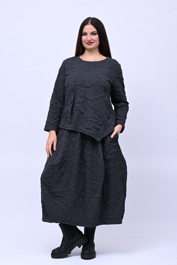Maglia felpa goffrata bottoni - Piombo