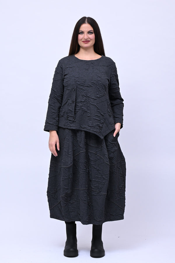 Maglia felpa goffrata bottoni - Piombo
