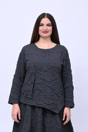 Maglia felpa goffrata bottoni - Piombo