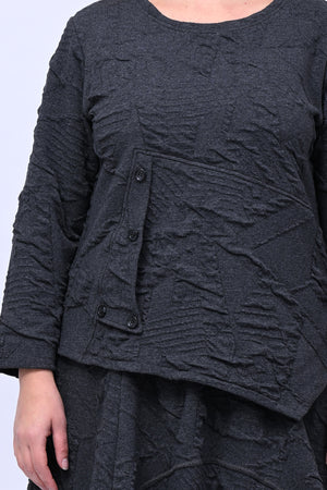 Maglia felpa goffrata bottoni - Piombo