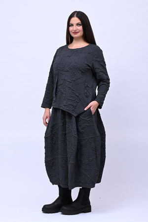 Maglia felpa goffrata bottoni - Piombo