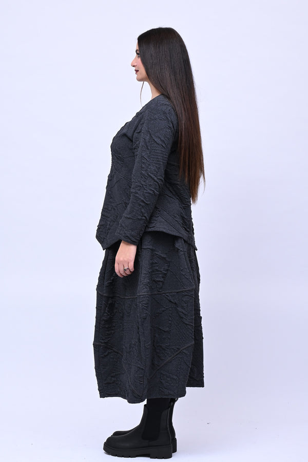 Maglia felpa goffrata bottoni - Piombo