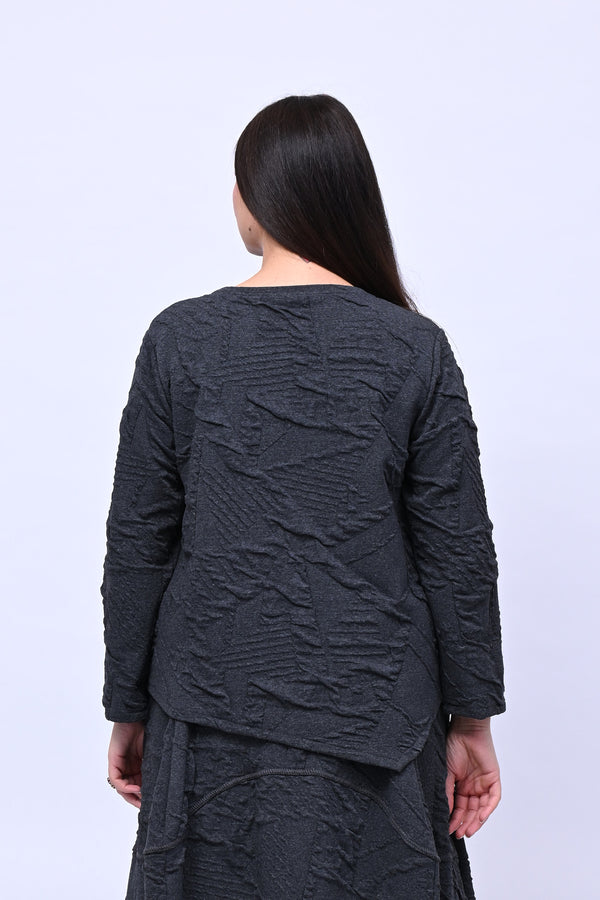Maglia felpa goffrata bottoni - Piombo