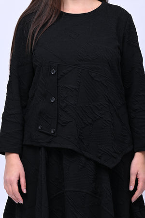 Maglia felpa goffrata bottoni - Nero