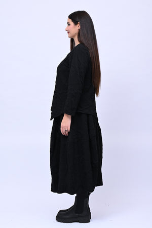 Maglia felpa goffrata bottoni - Nero