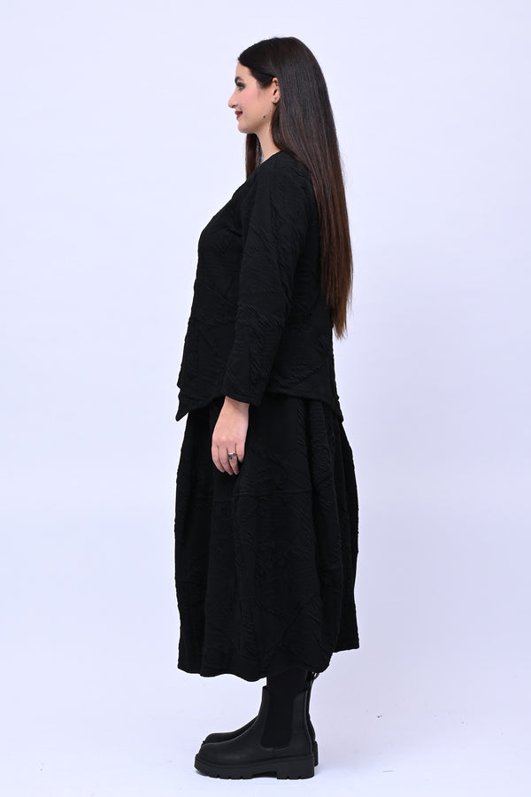 Maglia felpa goffrata bottoni - Nero