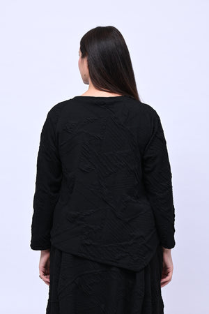 Maglia felpa goffrata bottoni - Nero
