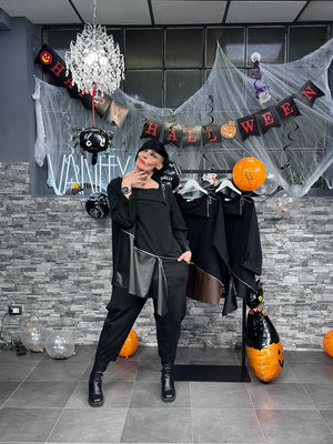 Blusa collo zip - Nero