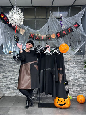 Abito ecopelle tasca - Moro