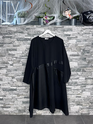 Abito ecopelle tasca - Nero