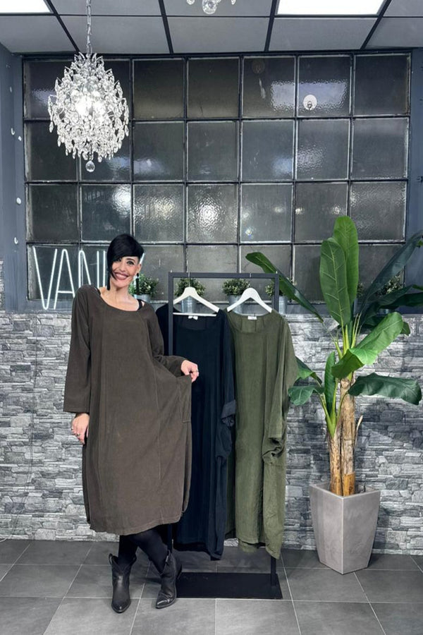 Abito costine tasconi - Nero