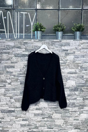 Cardigan crop mohair - Nero