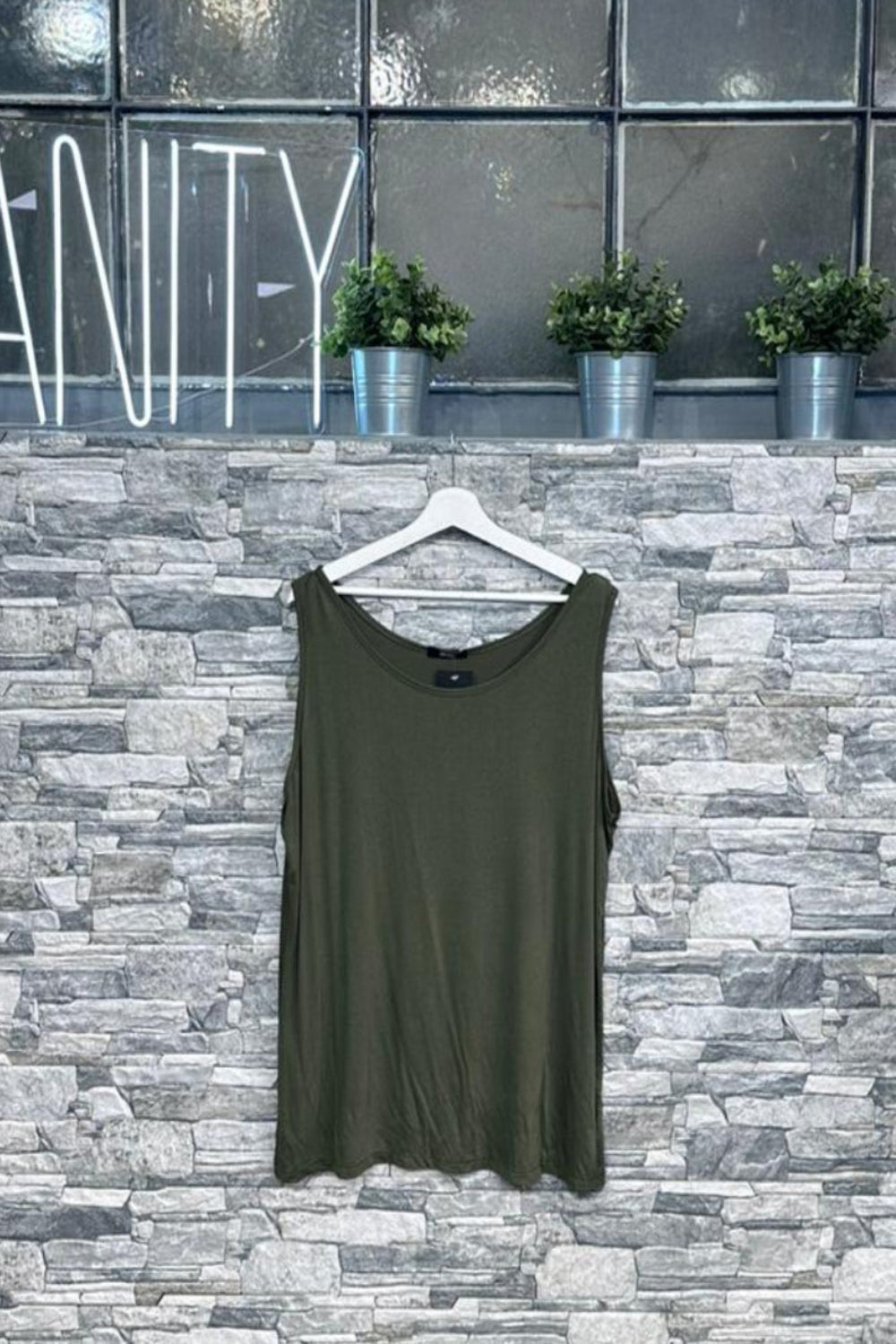 Canotta viscosa spalla larga - Verde militare