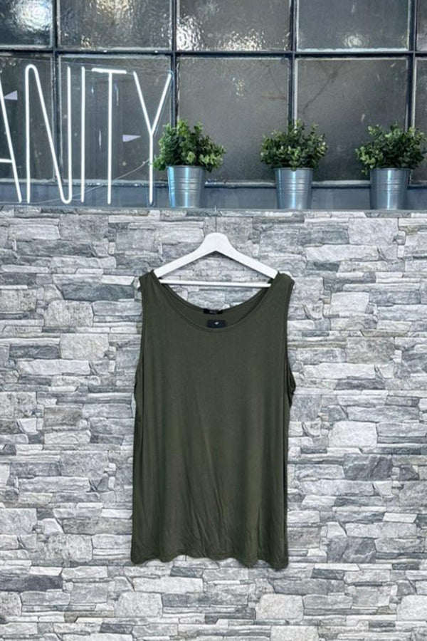 Canotta viscosa spalla larga - Verde militare