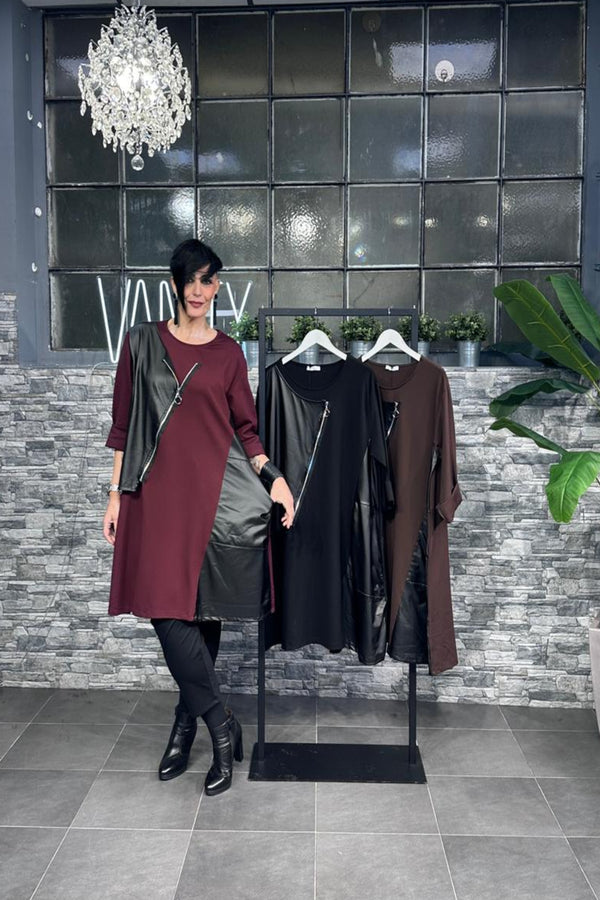 Maximaglia ecopelle zip - Moro