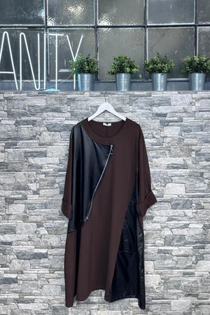 Maximaglia ecopelle zip - Moro