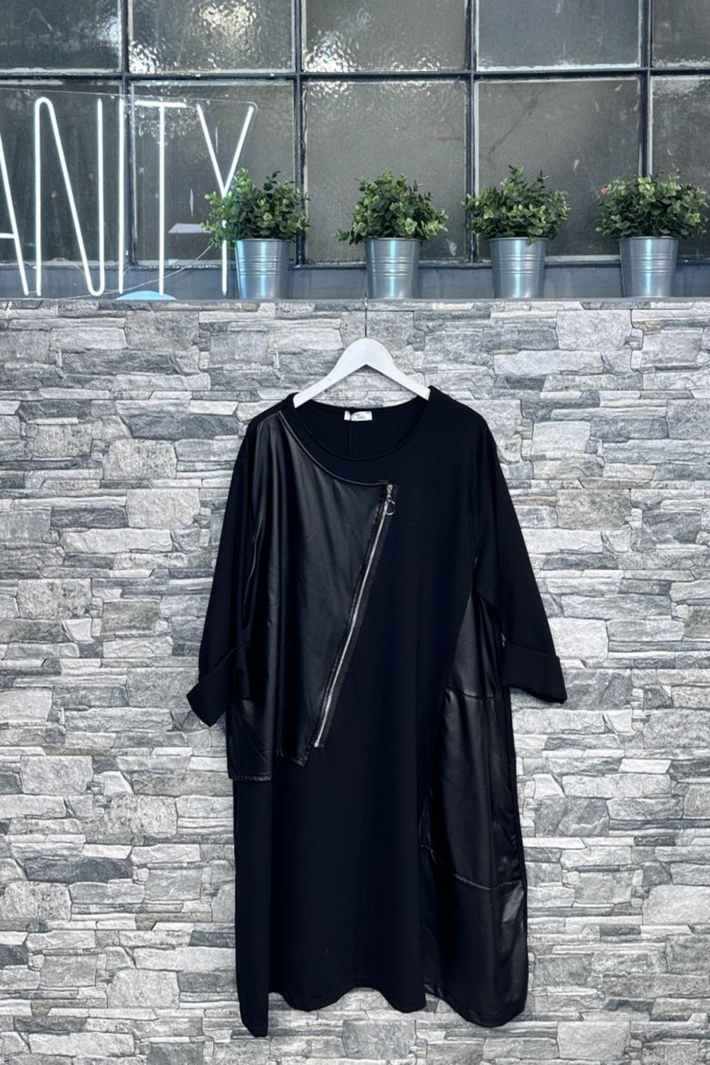 Maximaglia ecopelle zip - Nero