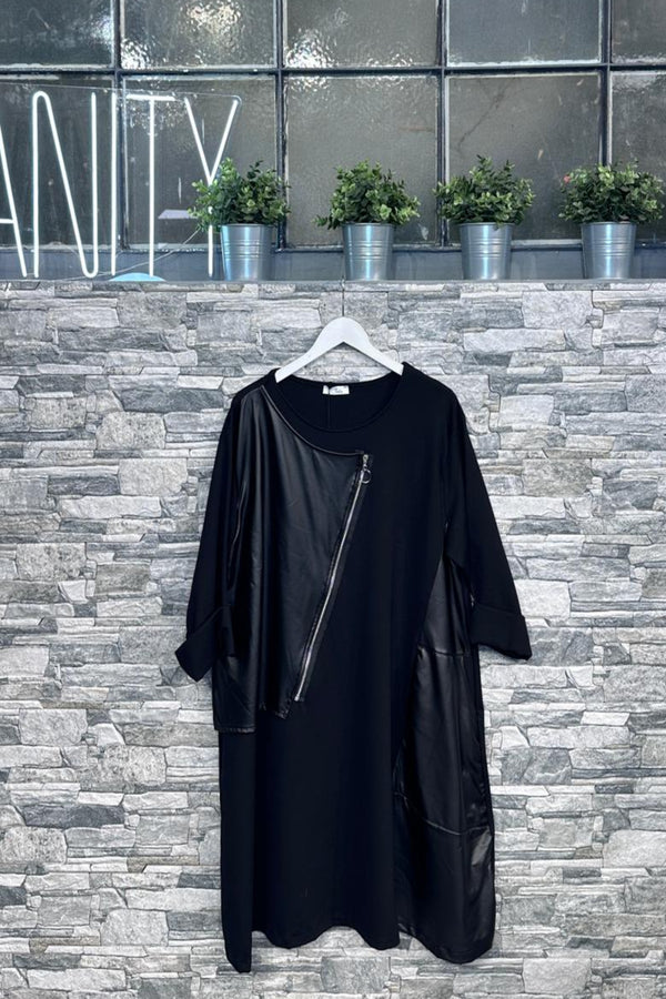 Maximaglia ecopelle zip - Nero