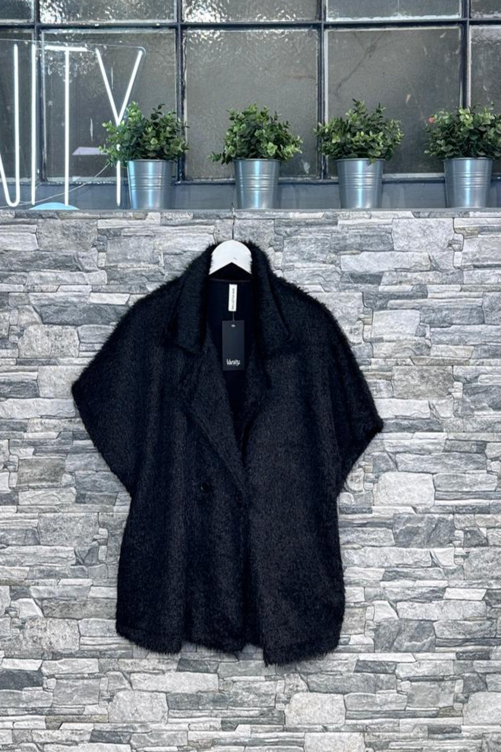 Giacca pelosetta doppio petto - Nero