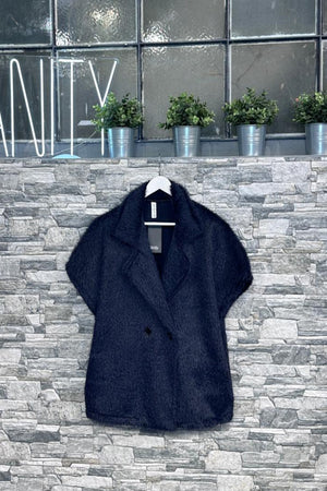 Giacca pelosetta doppio petto - Blu