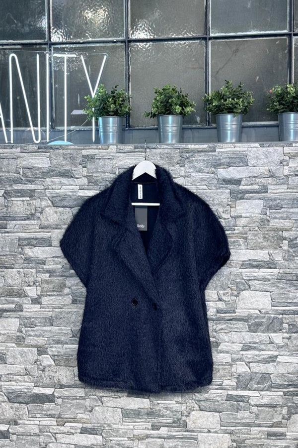 Giacca pelosetta doppio petto - Blu