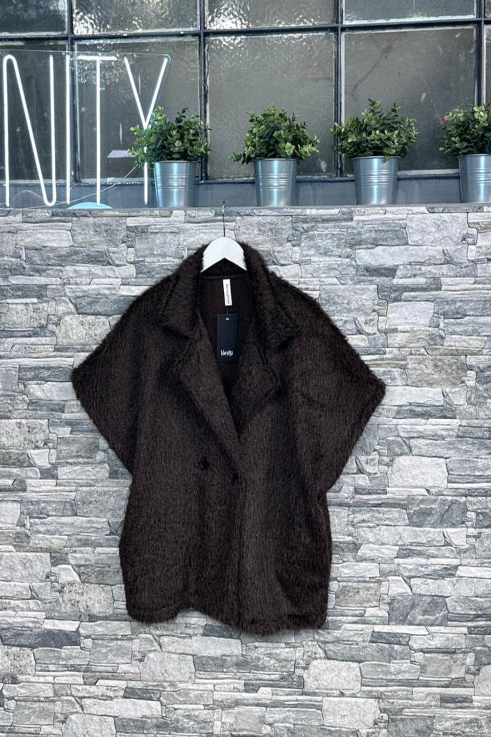 Giacca pelosetta doppio petto - Moro