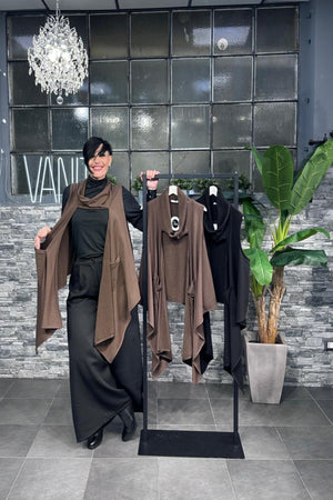 Gilet felpa asimmetrico - Moro