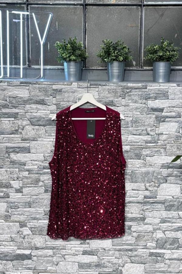 Top sciallato paillettes - Vino