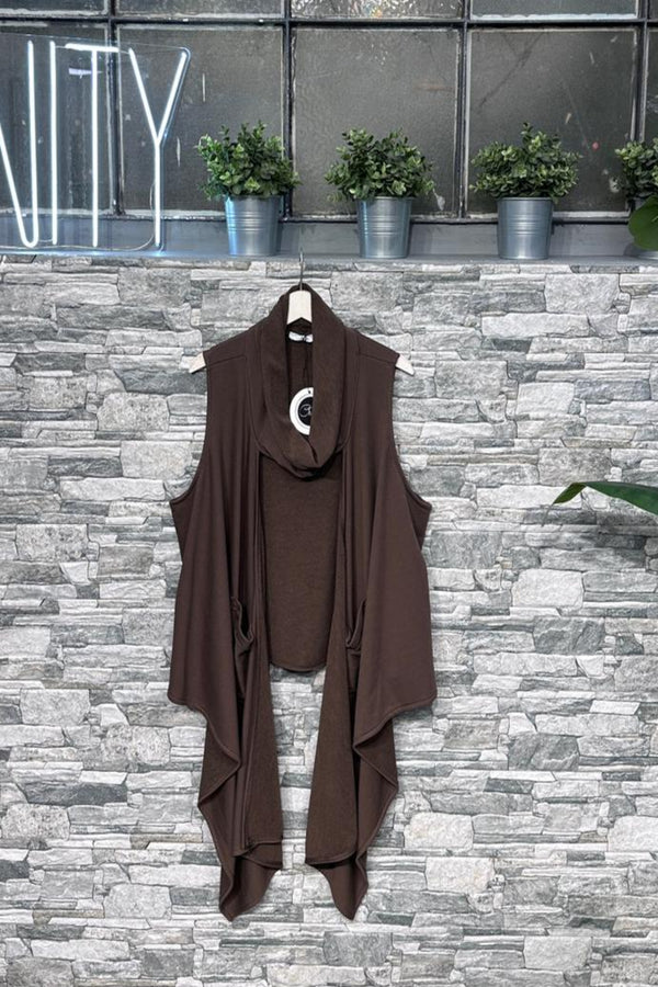 Gilet felpa asimmetrico - Moro