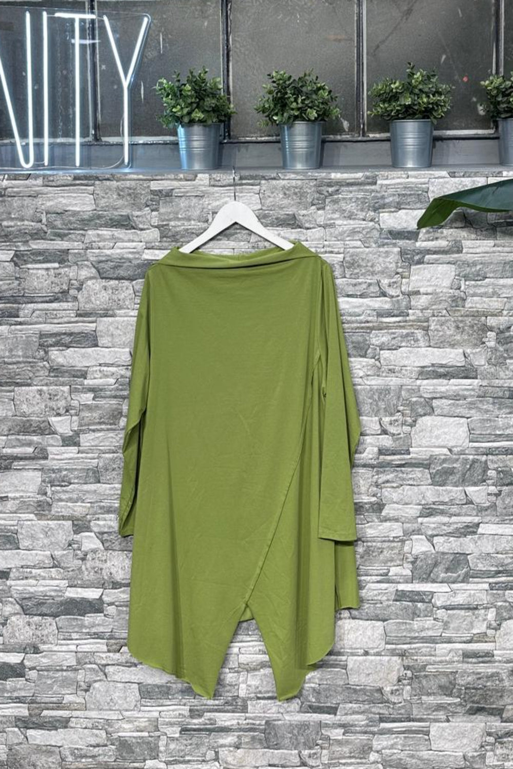 T-shirt collo vulcano punte - Lime