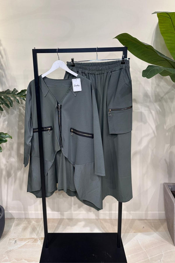 Completo tasche zip - Verde militare