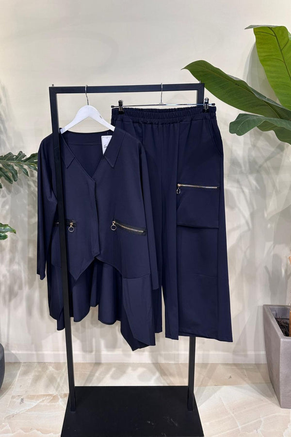 Completo tasche zip - Blu