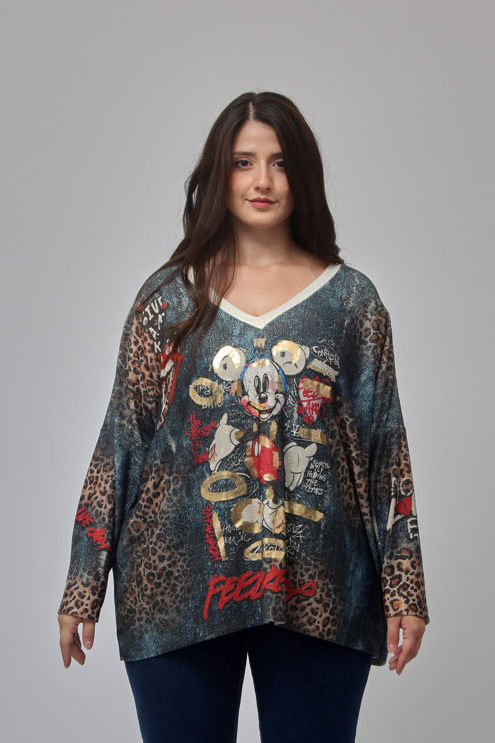 Maglia scatola fumetti lurex - Topolino jeans