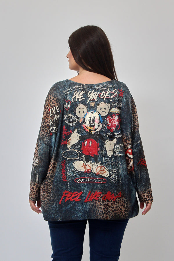 Maglia scatola fumetti lurex - Topolino jeans