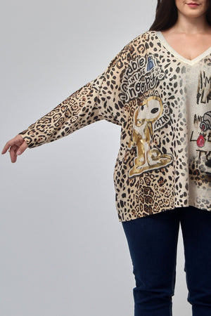 Maglia scatola fumetti lurex - Snoopy maculato